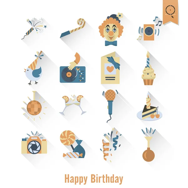 Happy Birthday Icons Set — Stock Vector