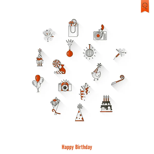 Happy Birthday Icons Set — Stock Vector