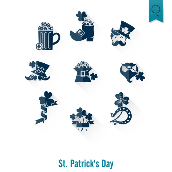 Saint Patricks Day Icon Set izole — Stok Vektör