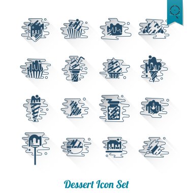 Modern düz tasarım tarzında tatlı Icon Set