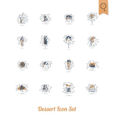 Modern düz tasarım tarzında tatlı Icon Set