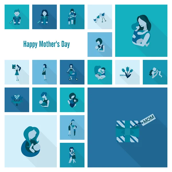 Ícones do dia mães felizes — Vetor de Stock