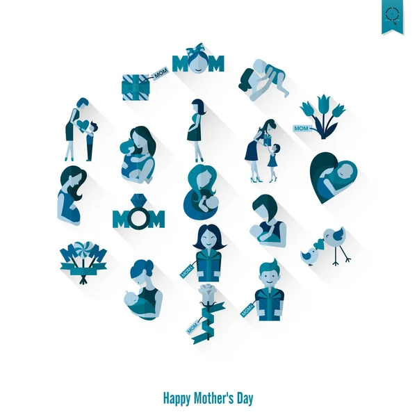 Happy Mothers Day pictogrammen — Stockvector