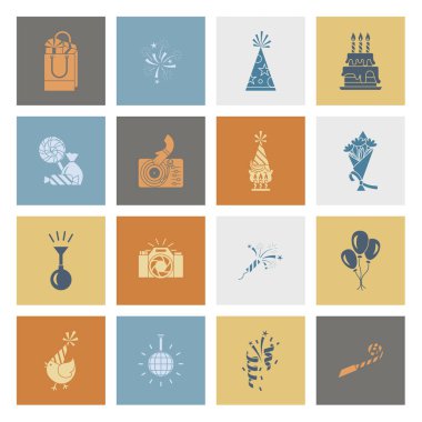 Mutlu doğum günü Icons set