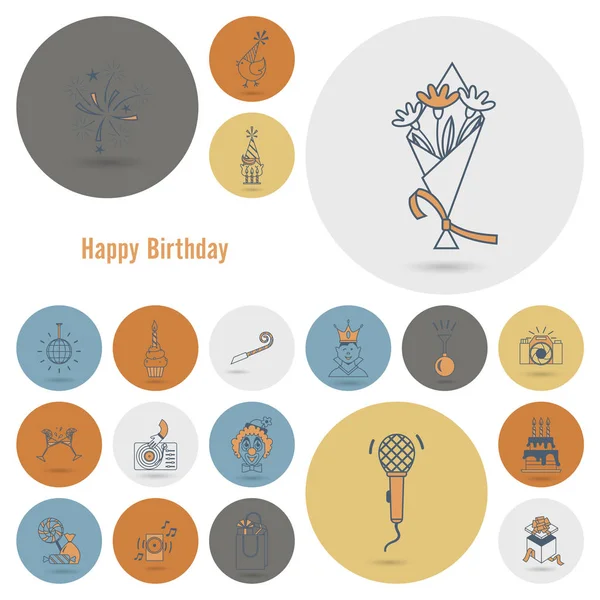 Happy Birthday Icons Set — Stock Vector