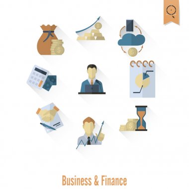 iş ve finans simgesi seti