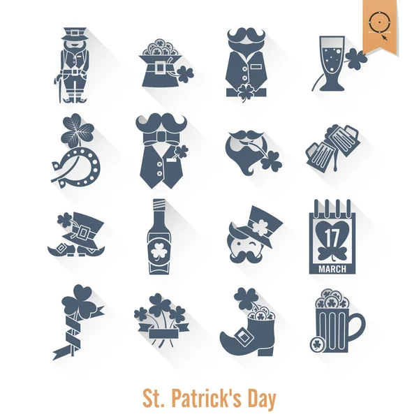 Saint Patricks Day Isolated Icon Set - Stok Vektor