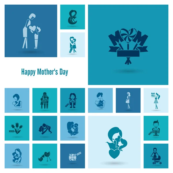 Happy Mothers Day Icons — Stock Vector