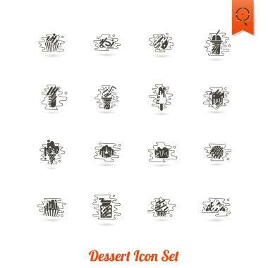 Modern düz tasarım tarzında tatlı Icon Set