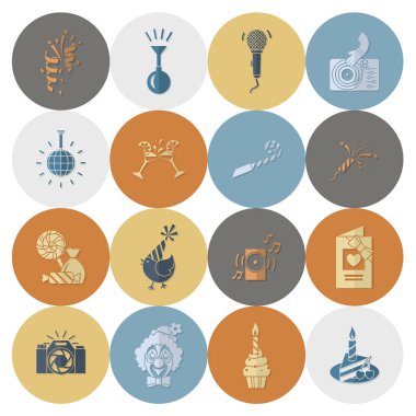 Mutlu doğum günü Icons set