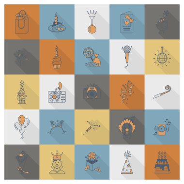 Mutlu doğum günü Icons set