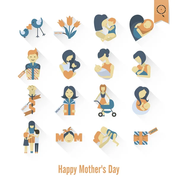 Feliz Día de las Madres Iconos — Vector de stock