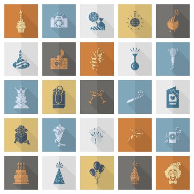 Mutlu doğum günü Icons set