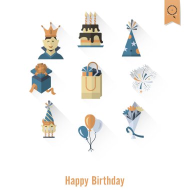 Mutlu doğum günü Icons set