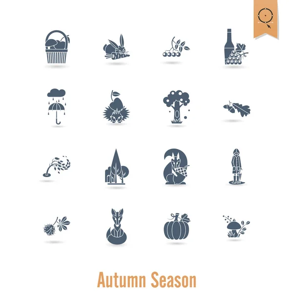 Set of Flat Autumn Icons — Stock Vector