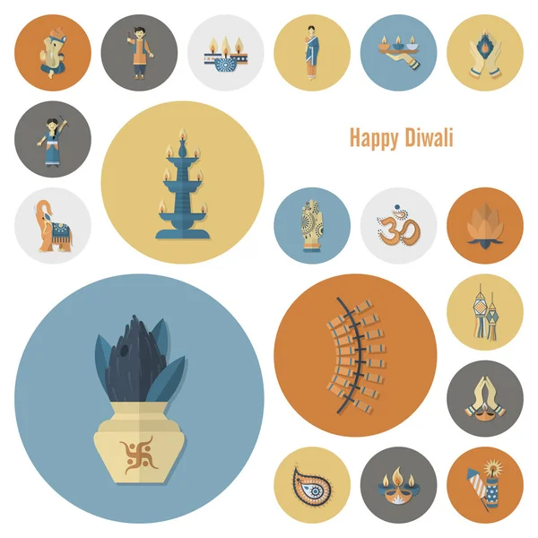 Diwali. Iconos del Festival Indio — Archivo Imágenes Vectoriales