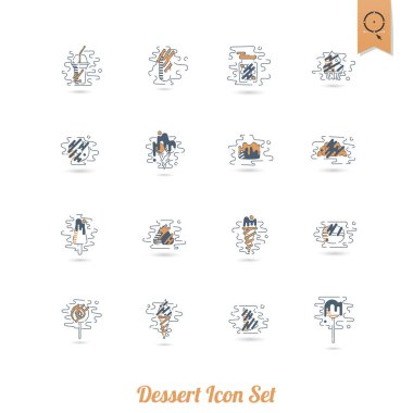 Modern düz tasarım tarzında tatlı Icon Set
