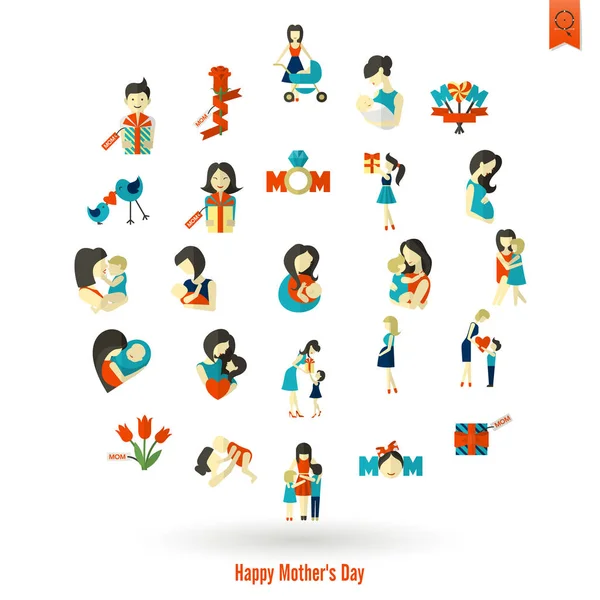 Ikony Matki Happy Day — Wektor stockowy