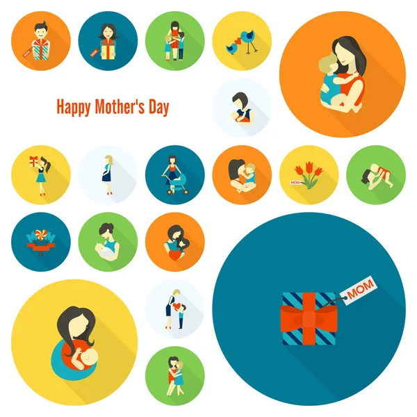 Ícones do dia mães felizes — Vetor de Stock