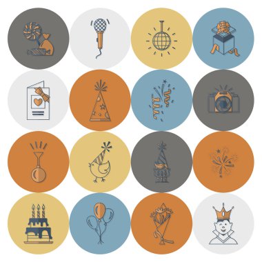 Mutlu doğum günü Icons set