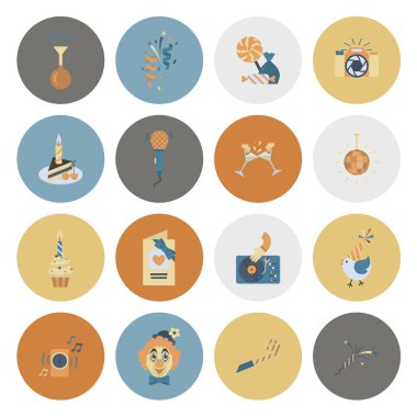 Mutlu doğum günü Icons set
