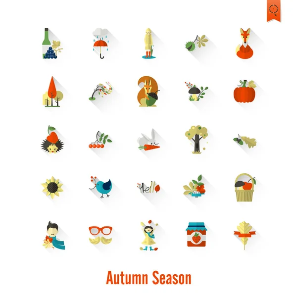 Ensemble d'icônes plates d'automne — Image vectorielle