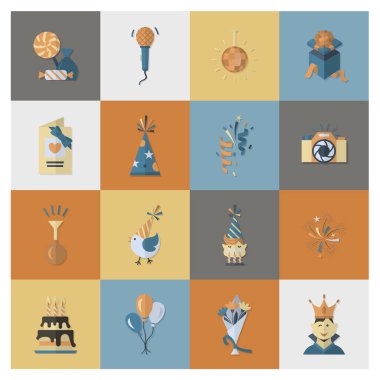 Mutlu doğum günü Icons set