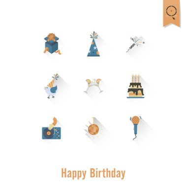 Mutlu doğum günü Icons set