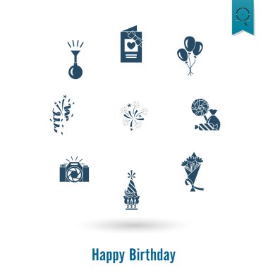 Mutlu doğum günü Icons set