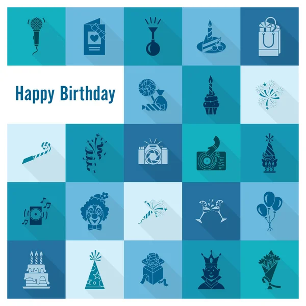 Conjunto de iconos de feliz cumpleaños — Vector de stock