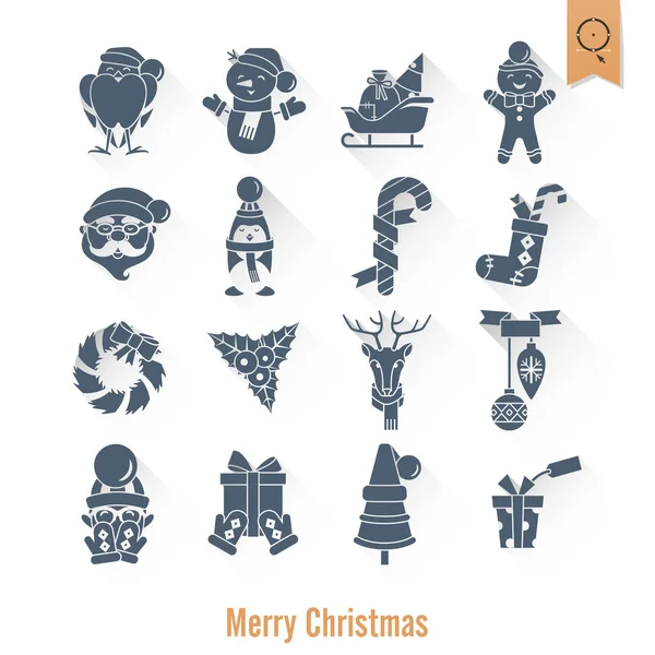 Coleção de ícones de Natal e Inverno — Vetor de Stock