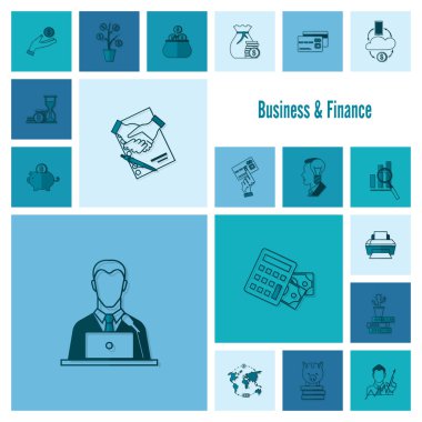 iş ve finans simgesi seti
