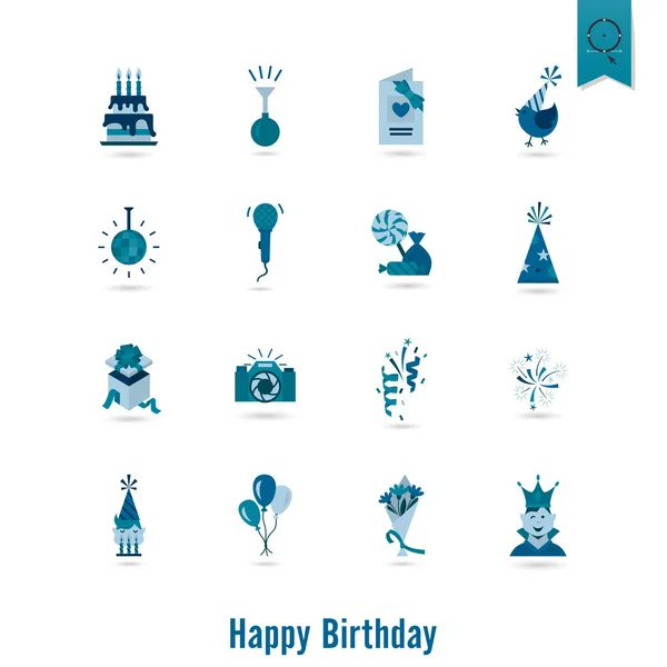 Mutlu doğum günü Icons set — Stok Vektör
