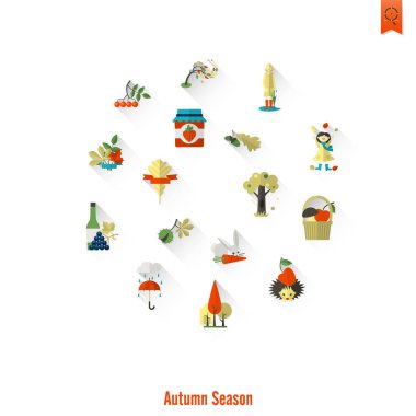 Düz sonbahar simgeler kümesi