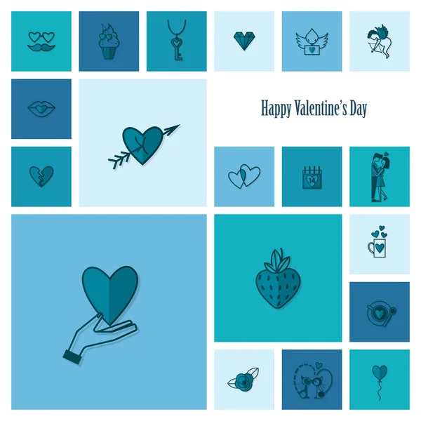 Happy Valentines Day Icons — Stock Vector