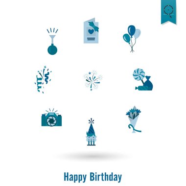 Mutlu doğum günü Icons set