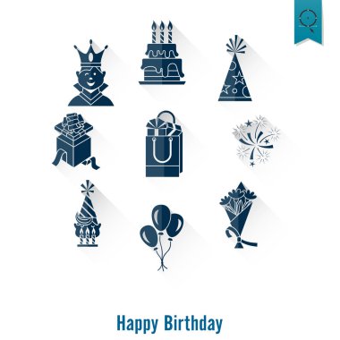 Mutlu doğum günü Icons set