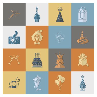 Mutlu doğum günü Icons set