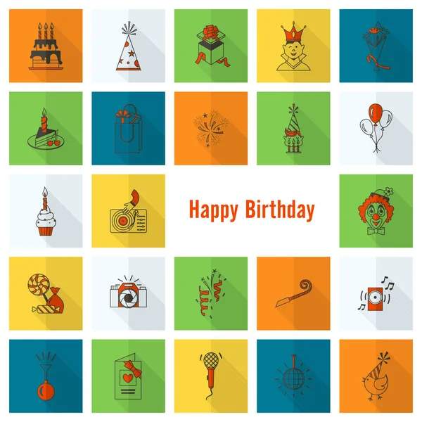 Ensemble d'icônes Joyeux anniversaire — Image vectorielle