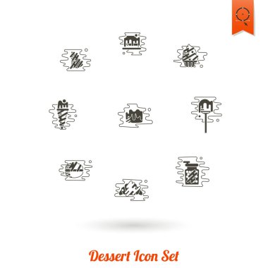 Modern düz tasarım tarzında tatlı Icon Set