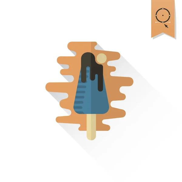 Glace au chocolat sur un bâton . — Image vectorielle