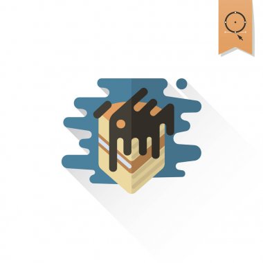 Çikolata ile katmanlı peynirli kek parçası.