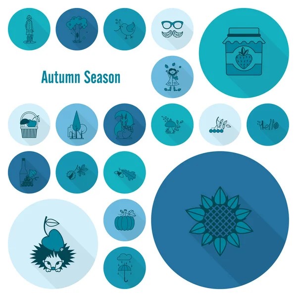 Set of Flat Autumn Icons — Stock Vector