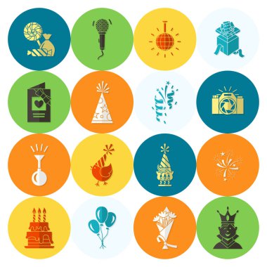 Mutlu doğum günü Icons set