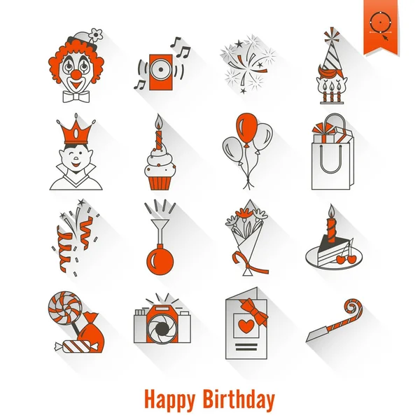 Happy Birthday Icons Set — Stock Vector