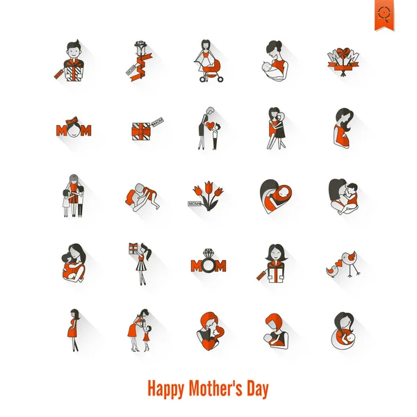 Icone della festa della mamma felice — Vettoriale Stock
