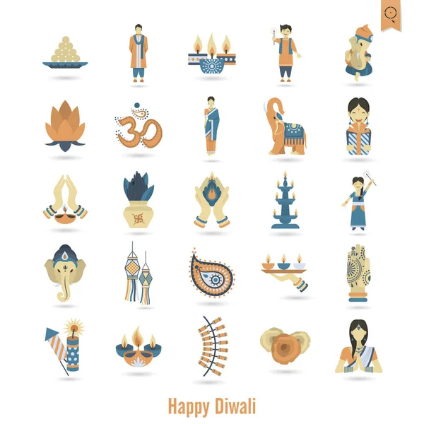 Diwali. Ícones do Festival Indiano —  Vetores de Stock