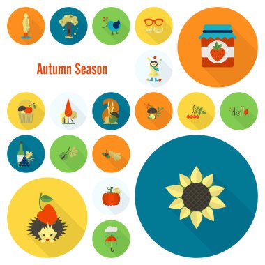 Düz sonbahar simgeler kümesi