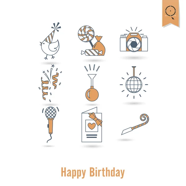 Conjunto de iconos de feliz cumpleaños — Vector de stock