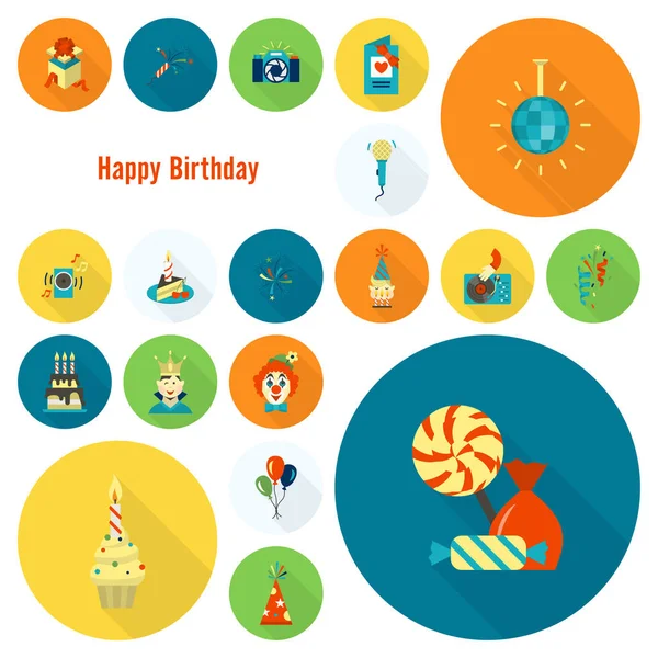 快乐的生日图标设置 — 图库矢量图片